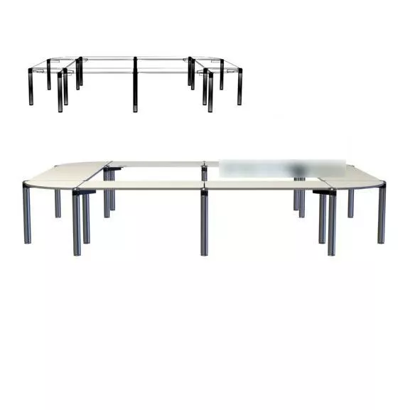 Conference Room Set With Table And Chairs 3d model