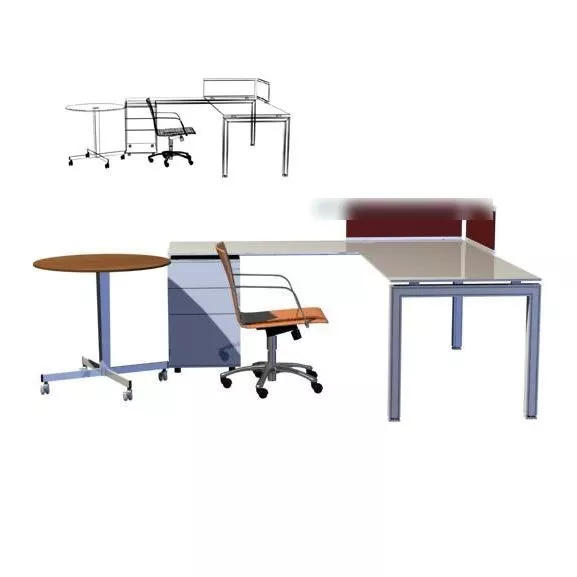 Table And Chair Office Set 3d model Table And Chair Office Set 3d model