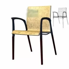 Yellow Back Simple Office Chair 3d model