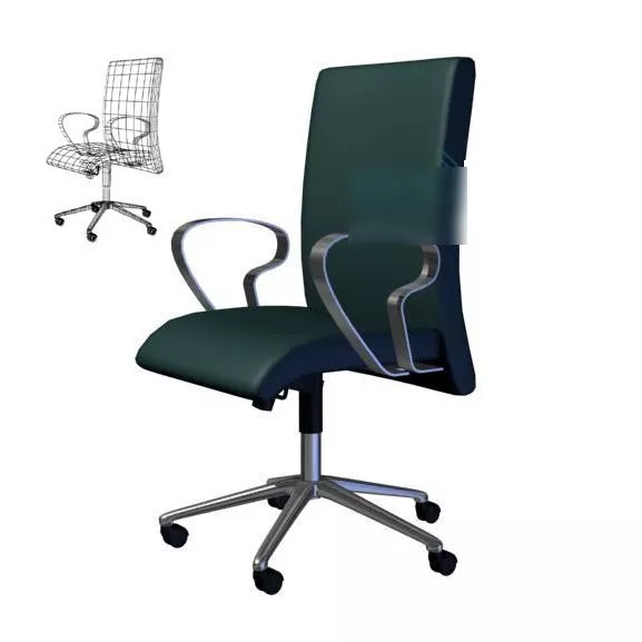 Office Blue Wheel Armchair 3d model Office Blue Wheel Armchair 3d model