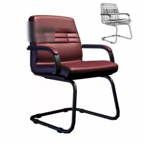 Office Chair Red Leather Back 3d model
