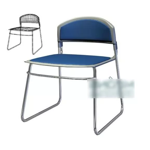 Rectangular Upholstered Seat White Leather 3d model