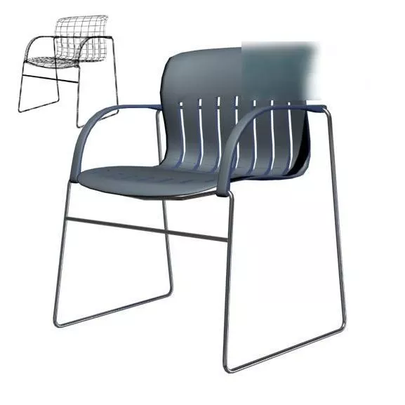 Low Back Office Chair Blue Color 3d model Low Back Office Chair Blue Color 3d model