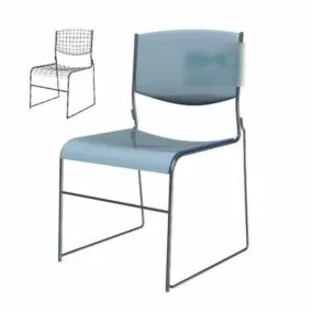 Simple Office Chair Blue Color 3d model