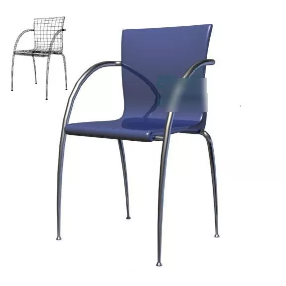 Modern Office Chair Blue Color With Arm 3d model Modern Office Chair Blue Color With Arm 3d model