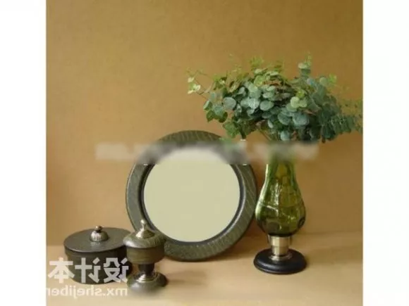 Porcelain Dish With Wine Glasses, Plates And Utensils 3d model