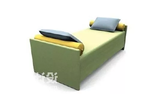 Double Bed Upholstered Modern Platform 3d model