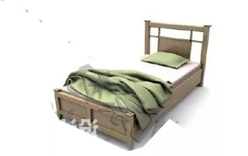 Bed Furniture With Bedside Table 3d model