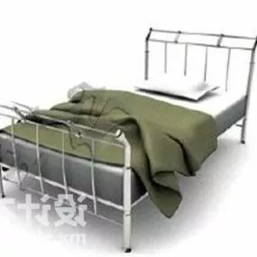 White Iron Single Bed 3d model