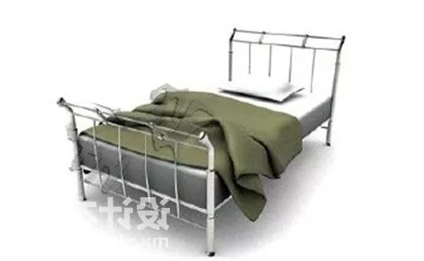 Double Bed With Mattress And Nightstand 3d model