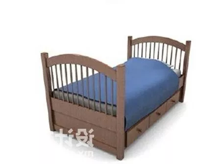 Double Bed With Mattress And Nightstand 3d model