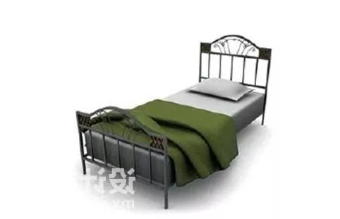 Steel Single Bed 3d model Steel Single Bed 3d model