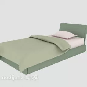 Single Bed Green Upholstery Style 3d model