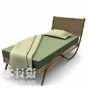 Single Bed Steel Frame 3d model
