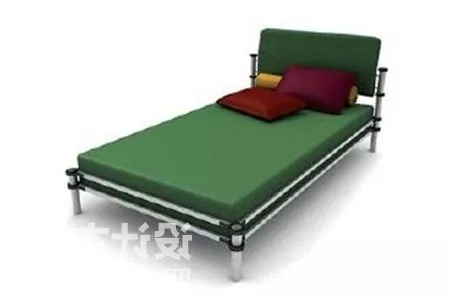 Double Bed With Mattress And Nightstand 3d model