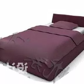 Single Bed Purple Mattress 3d model