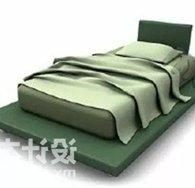 Single Bed With Wooden Stand 3d model