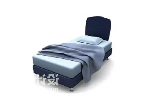 Bed Retro Style With Blanket 3d model