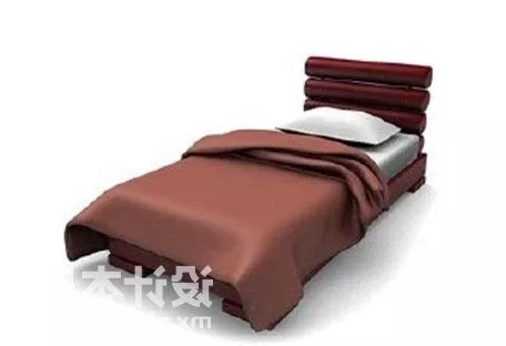 Bed Retro Style With Blanket 3d model