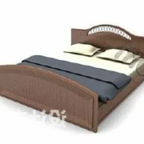Wood Double Bed Country Furniture 3d model
