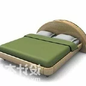 Double Bed With Curved Back Modern Furniture 3d model