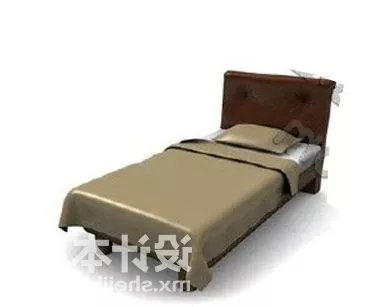 Modern Flatform Bed With Blanket 3d model