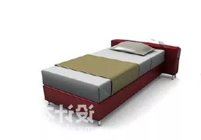 White Double Bed With Pillow Blanket 3d model