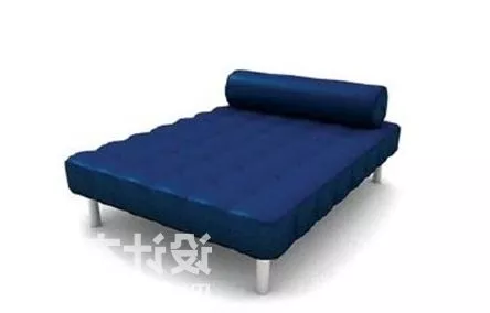 White Double Bed With Pillow Blanket 3d model