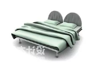 Simple Double Bed With White Mattress 3d model