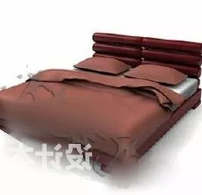 Brown Bed Modern Style Furniture 3d model