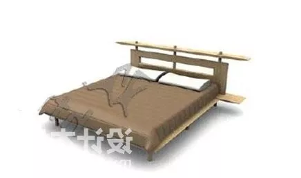 Double Bed Upholstered Modern Platform 3d model