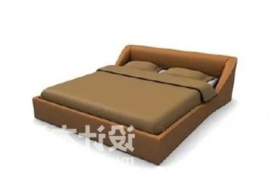 Grey Upholstery Bed 3d model