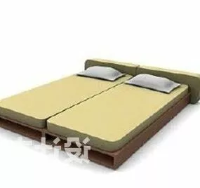 Modern Twin Single Bed Furniture 3d model