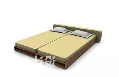 Double Bed With Mattress And Nightstand 3d model