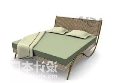 Bunked Bed With Curtain 3d model