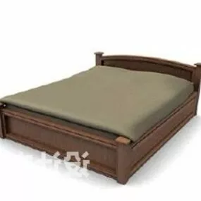 Bed Furniture Country Wooden Style 3d model