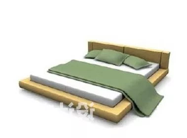 Upholstered Platform Bed Frame Wood 3d model