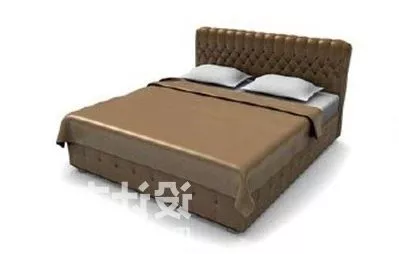 Brown Double Bed With Mattress 3d model Brown Double Bed With Mattress 3d model