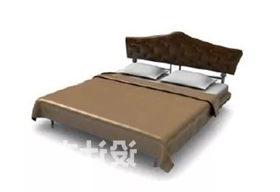 Brown Double Bed V6 3d model Brown Double Bed V6 3d model