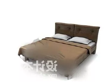 Hotel Brown Double Bed V1 3d model Hotel Brown Double Bed V1 3d model