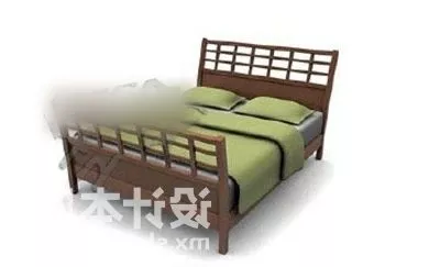 Wooden Frame Double Bed V1 3d model Wooden Frame Double Bed V1 3d model