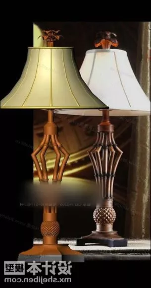 Antique Table Lamp Rattan Base 3d model Antique Table Lamp Rattan Base 3d model