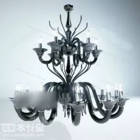 Antique Black Glass Chandelier 3d model