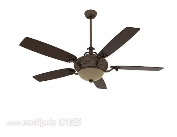 Antique Ceiling Fan With Lamp 3d model Antique Ceiling Fan With Lamp 3d model