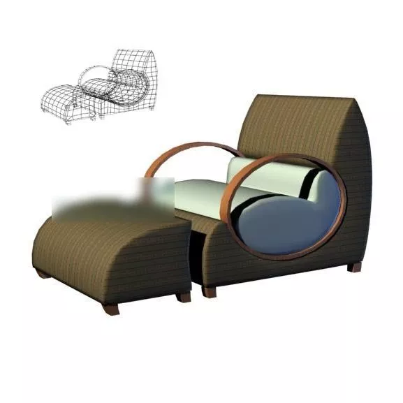 Single Sofa Chair With Ottoman 3d model Single Sofa Chair With Ottoman 3d model