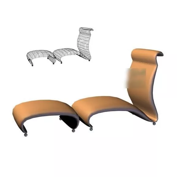 Low Lounge Chair With Ottoman 3d model Low Lounge Chair With Ottoman 3d model