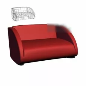 Red Velvet Loveseat Sofa 3d model