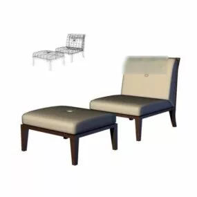 Simple Chair With Ottoman 3d model