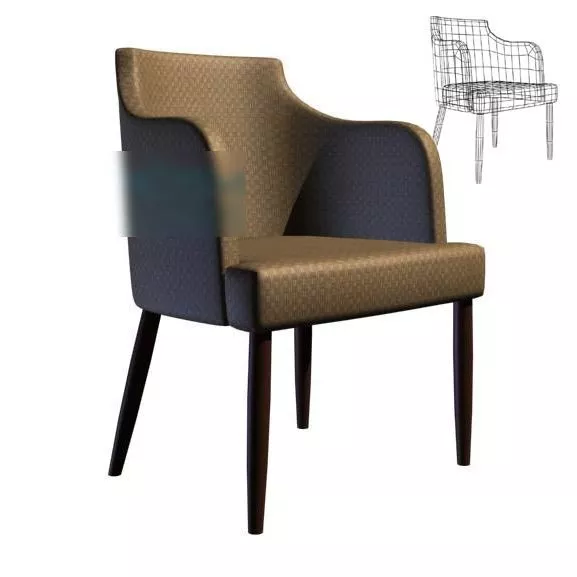 Curved Back Armchair 3d model