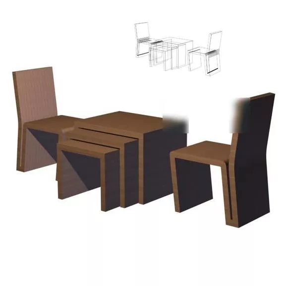 Module Simple Table And Chair 3d model Module Simple Table And Chair 3d model
